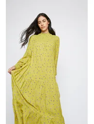 Glamorous Chartreuse Ditsy High Neck Shift Maxi Dress