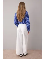White High Waist Wide Leg Wide Leg Jeans - 3