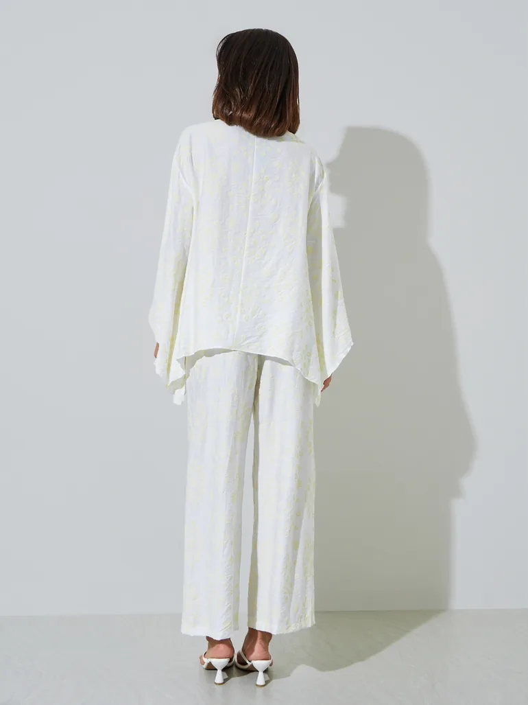 White Poncho Style Top and Pants Modest Set - 5