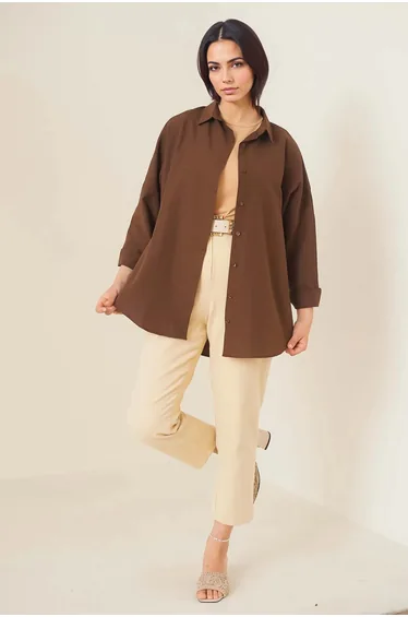 BDART Loose Fit Poplin Shirt with Button Closure