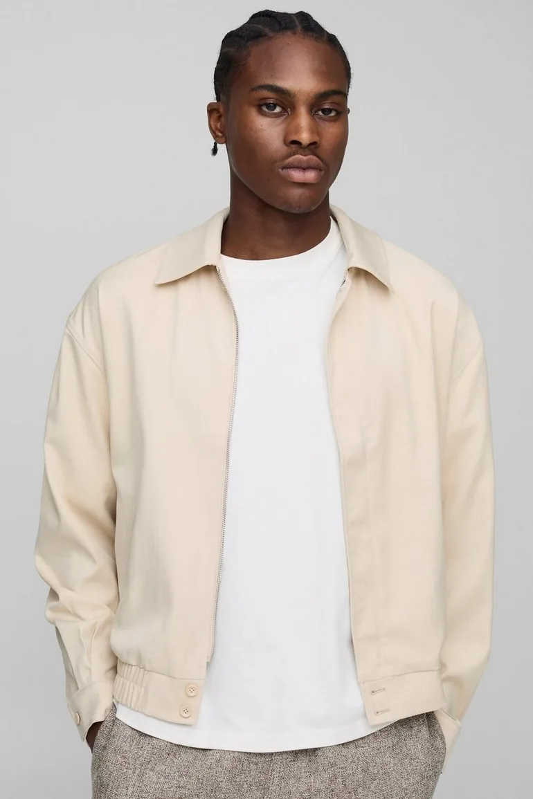 Oversized Twill Elasticated Hem Overshirt - stone