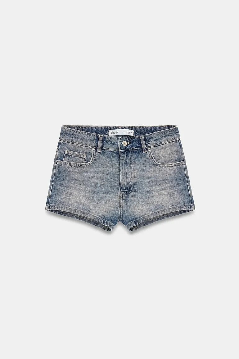 DILVIN High-Waist Cotton Denim Shorts - 4