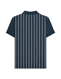 Lambretta Mens Pinstripe Polo Shirt - Navy/White - 1