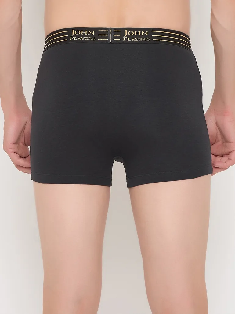 Pack of 2 - Solid Trunks with Striped Waistband - 3