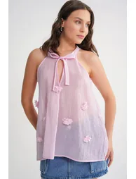 Mixray V-Neck Tie Closure Ruffle top - 4