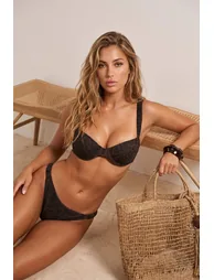Patterned Balconette Covered Gathered Detailed Regular Waist Regular Bikini Set