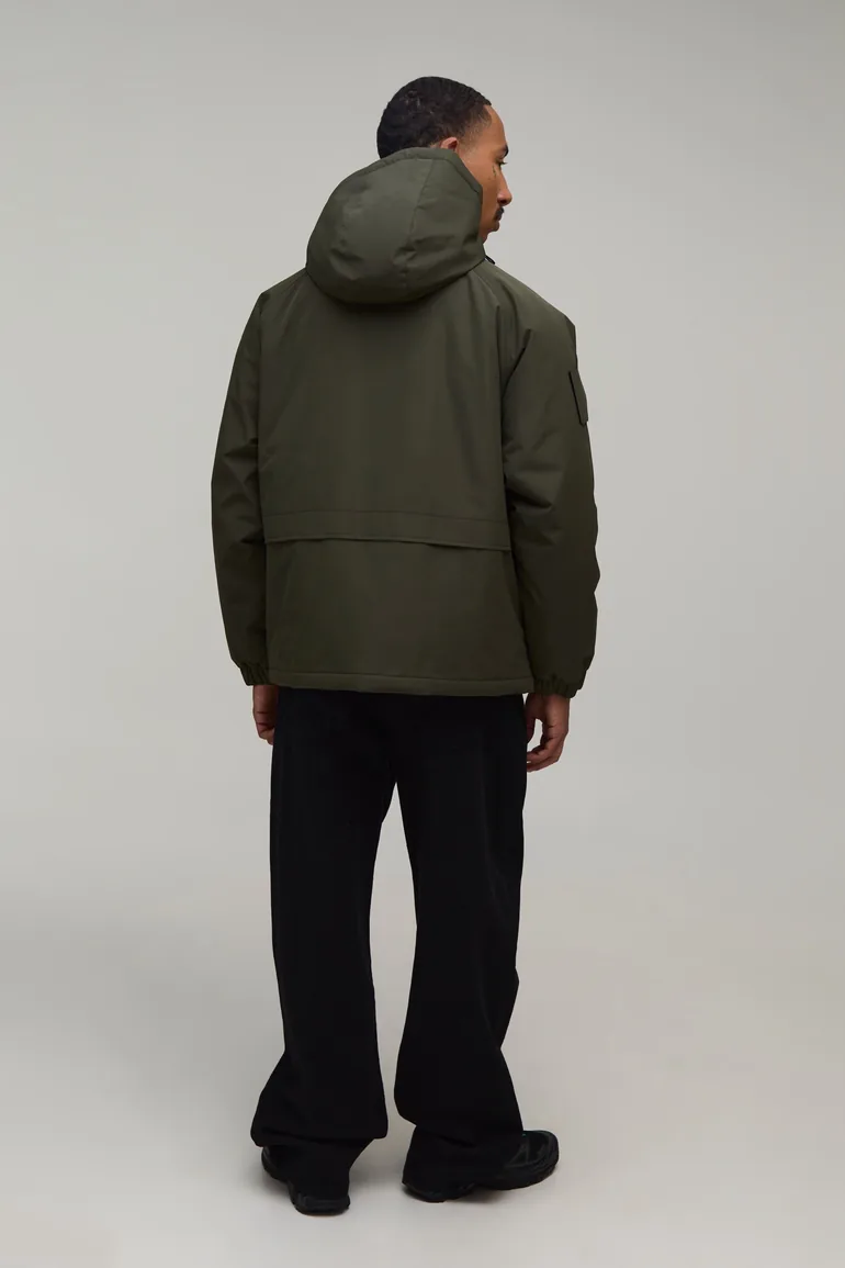 Regular Fit Tech Panelled Parka Jacket - olive - 1