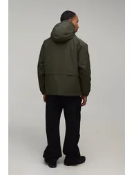 Regular Fit Tech Panelled Parka Jacket - olive - 1