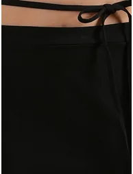 Women Black Tie-Up Wrap Crop Top and Skirt Co-Ords - 4