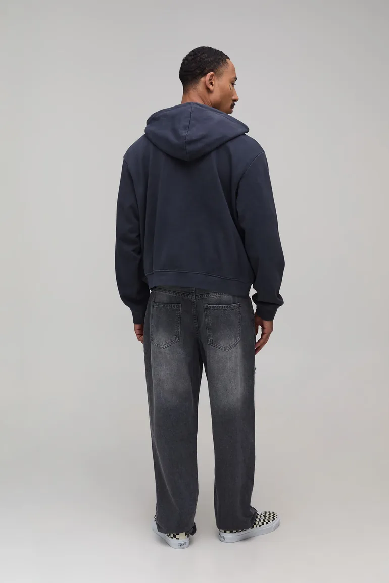 Ripped Stonewash Stacked Straight Fit Jeans - grey - 3