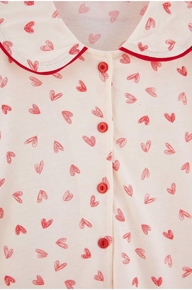 Ecru 100% Cotton Heart Baby Collar Knitted Pajama Set product thumbnail 4