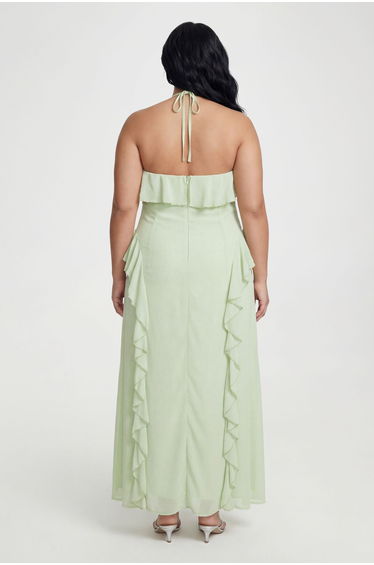 Plus Halter Ruffle Maxi Dress - sage product thumbnail 3