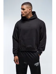 Man Active Bronx Gym Oversized Boxy Hoodie - black - 2