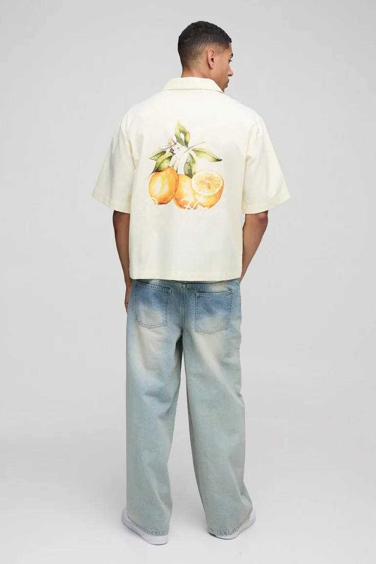 Oversized Lemon Printed Revere Shirt - 1