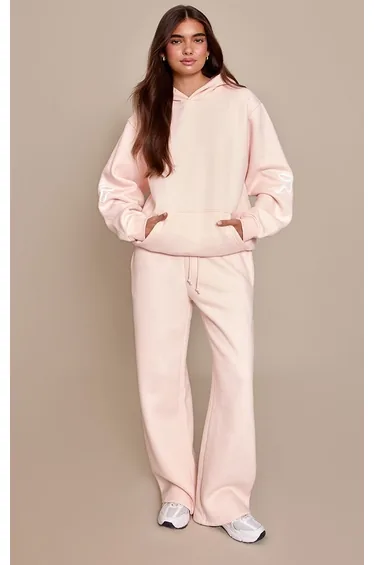 Pink  Bow Puff Print Straight Leg Joggers