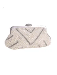 Herringbone Full Pearl Rhinestone Clutch - 1