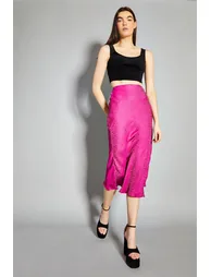Deep-Orchid Leopard Bias-Cut Midaxi-Skirt - 4