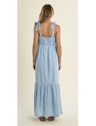 Denim Maxi Strappy Dress - 1