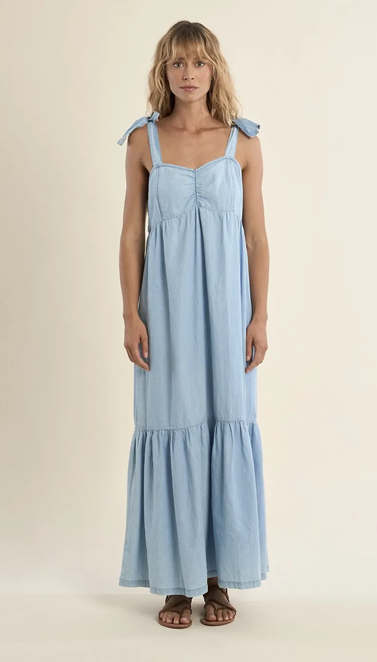 Denim Maxi Strappy Dress
