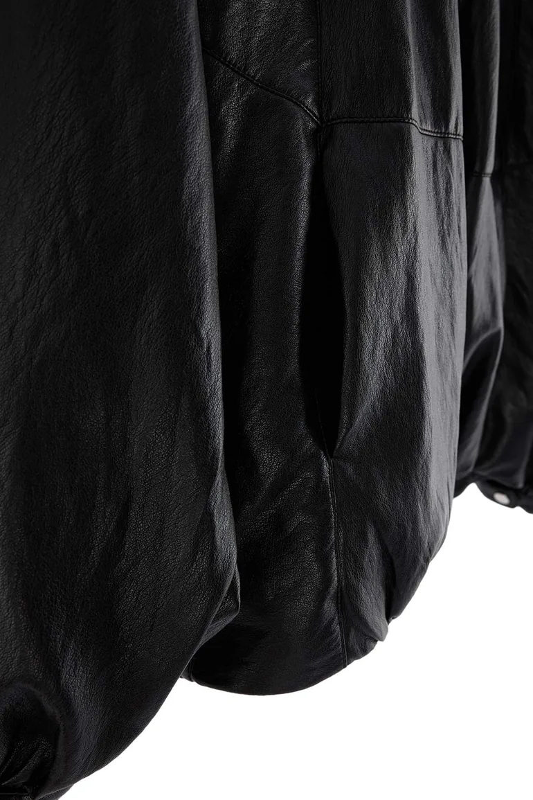 Black Oversize Soft Faux Leather Coat - 6