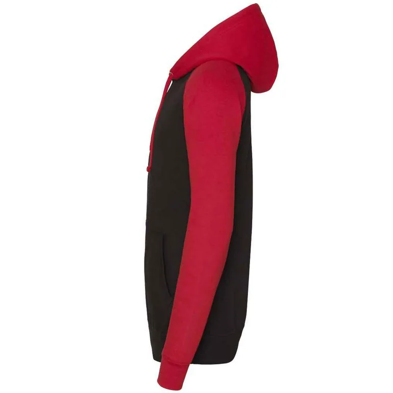 Awdis Mens Baseball Hoodie - Jet Black/Fire Red - 1