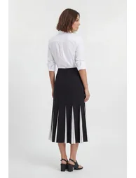 Soft Tailored Contrast Godet Detail Midi Skirt - 2