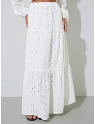 Off-White Eyelet A-Line Maxi Skirt - 1