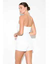Bandeau Fold Over Button Skort Playsuit - 1
