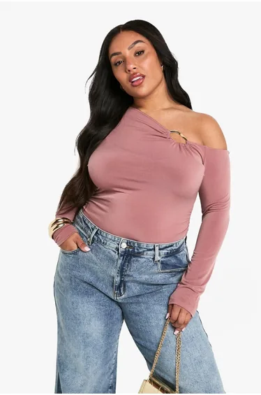 بلوزة مزمومة لون زهري - للمقاسات الكبيرة