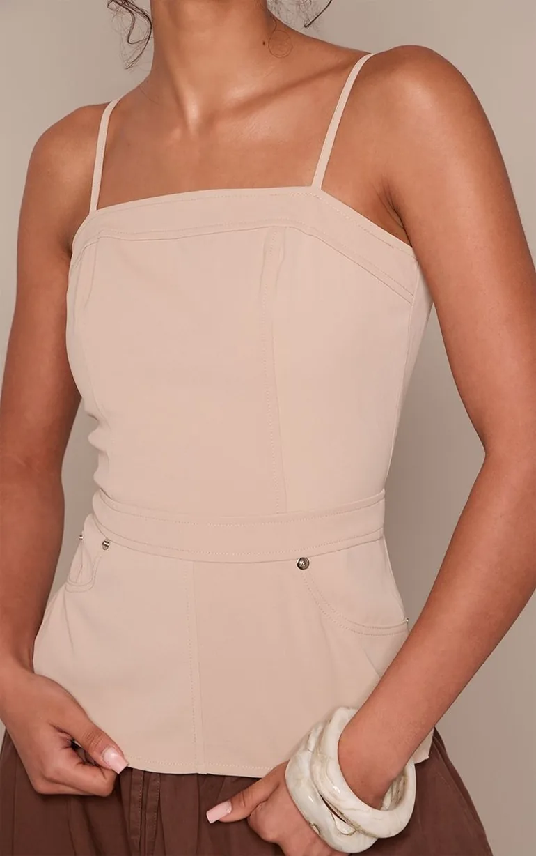 Stone Woven Cargo Detail Corset Top - 3