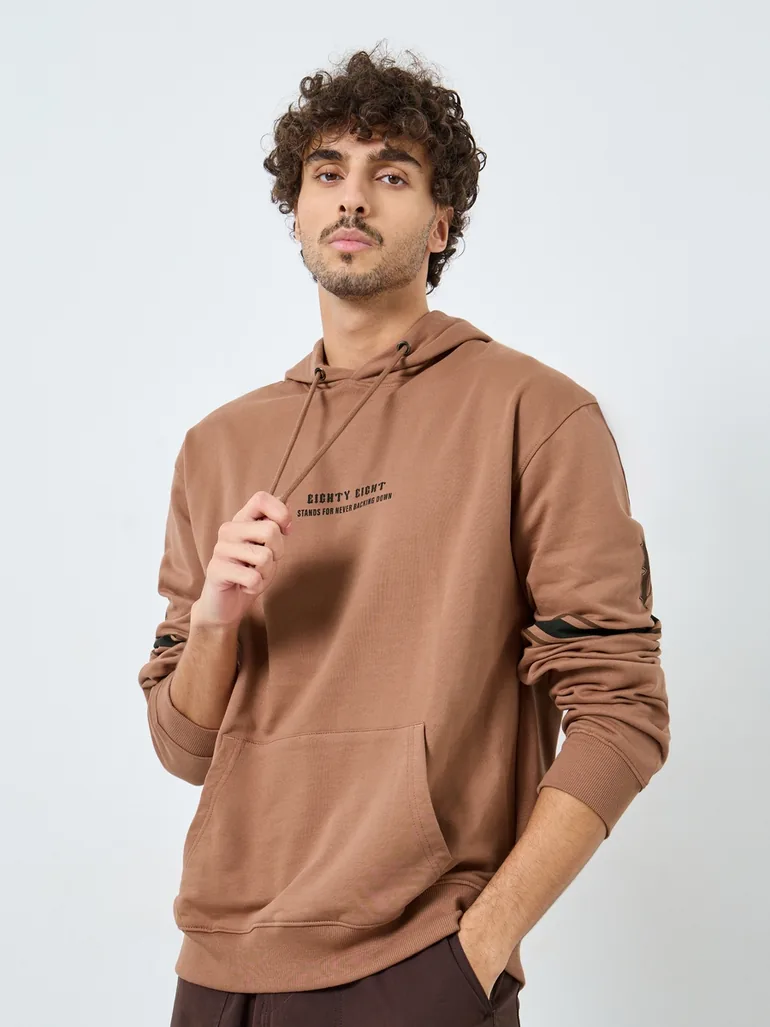 Relaxed Fit Varsity Fleece Hoodie with Chest Print - 2