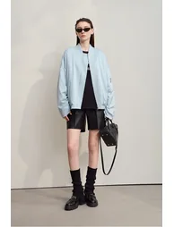 Satin Baseball Collar Jacket