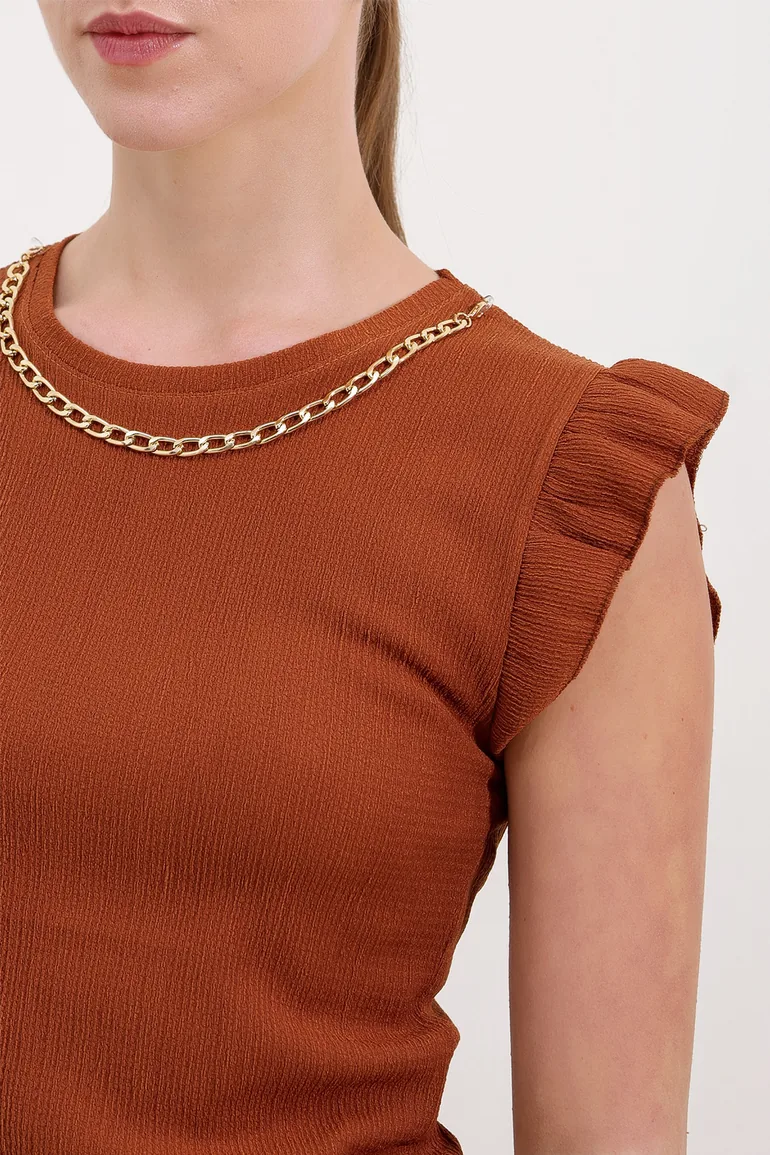 BDART Embroidered Textured Crew Neck Blouse - 2