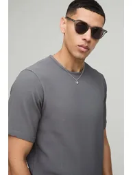 Pleated T-Shirt and Slim Tapered Jogger Set - charcoal - 2