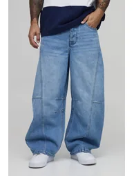 Washed Barrel Leg Jeans - light blue