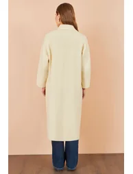 Yumi Ivory Knitted Maxi Cardigan With Pockets - 2