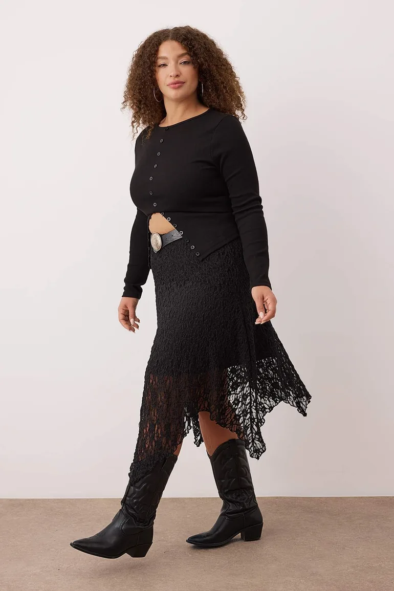 Black Knitted Plus Size Skirt - 6
