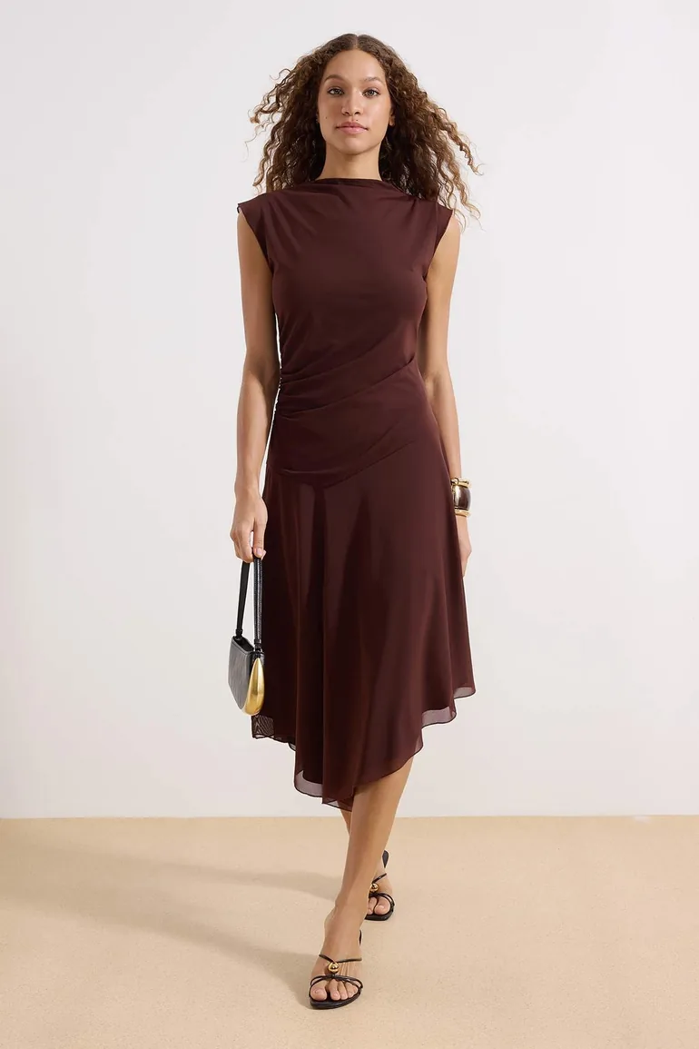 Brown Midi Knitted Dress