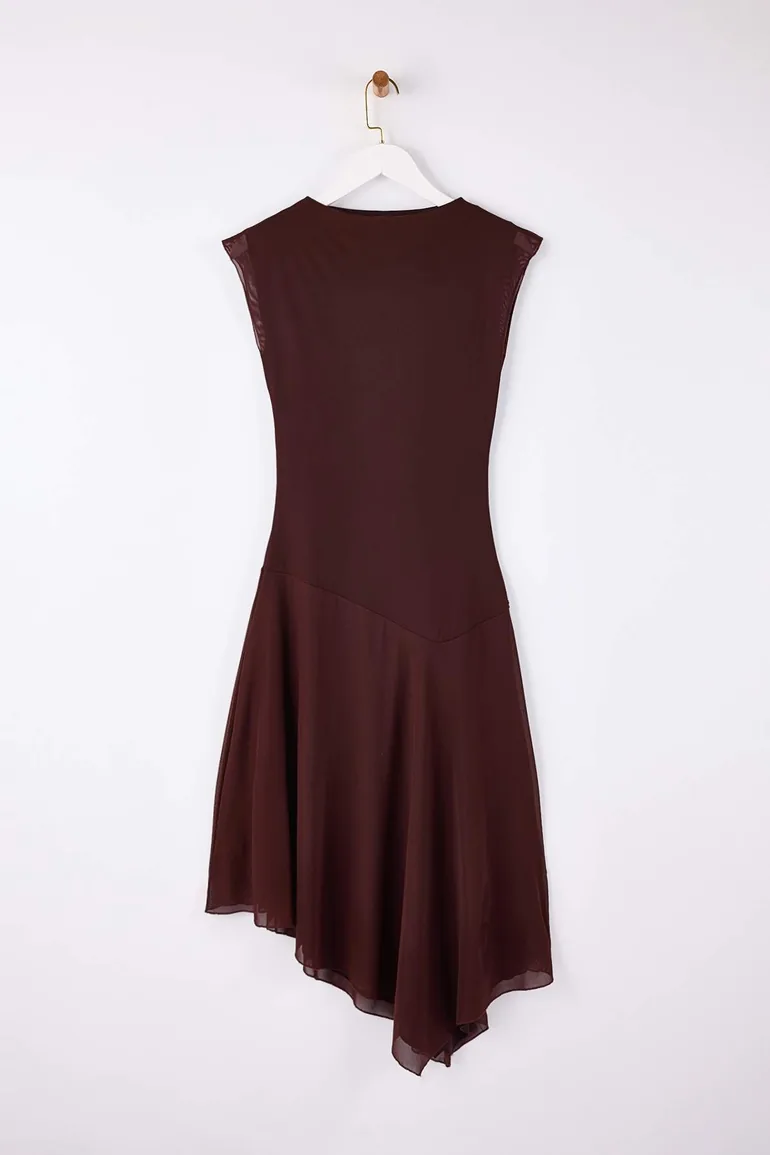 Brown Midi Knitted Dress - 2