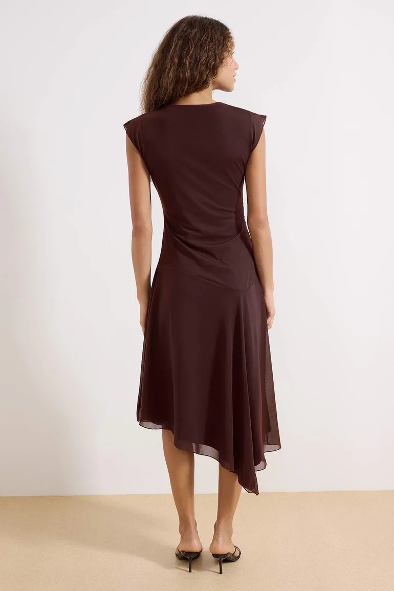 Brown Midi Knitted Dress - 5