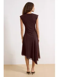 Brown Midi Knitted Dress - 5
