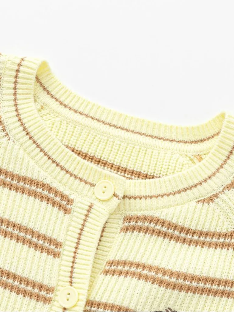 Girls' Ribbed Knit Cardigan with Scarf - 5