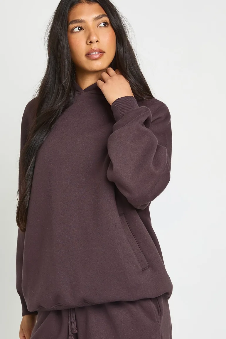 Tall Raglan Seam Oversized Hoodie - dark chocolate - 2