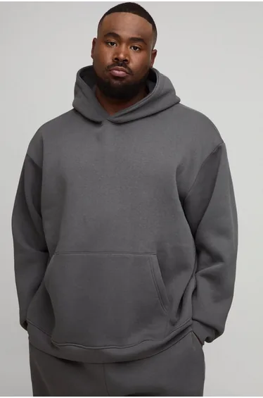 Plus Basic Oversized Over the Head Hoodie - charcoal