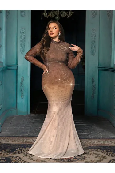 QOQ Plus Size Sequin Glitter Mermaid Dress