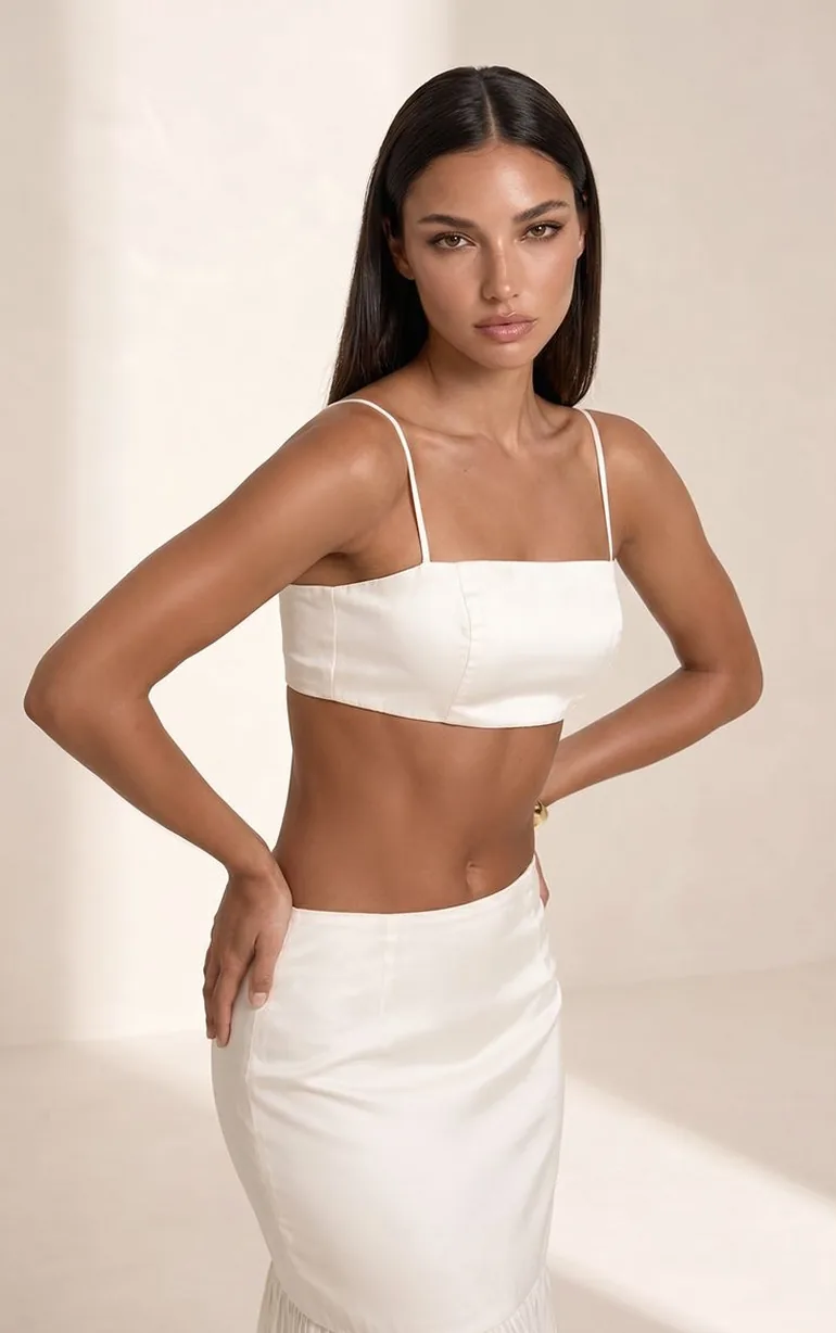 Cream Woven Strappy Bralette Top - 1
