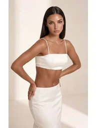 Cream Woven Strappy Bralette Top - 1