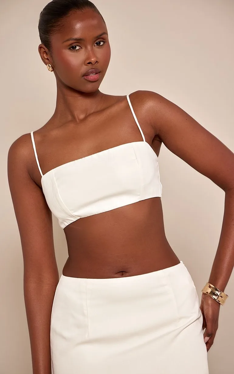Cream Woven Strappy Bralette Top - 3