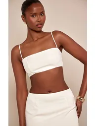 Cream Woven Strappy Bralette Top - 3