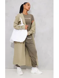 PRETTYLITTLETHING Sage Khaki Prettylittlething High Waist Cuffed Jogger